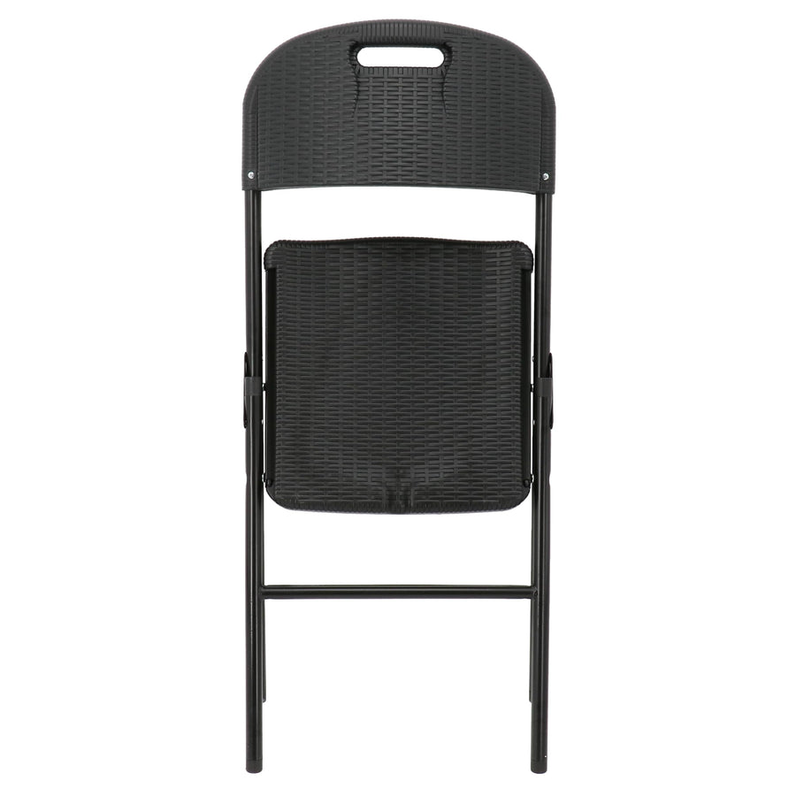 Elama 4-Piece Rattan Folding Dining Chairs, Black Resin Wicker, Indoor/Outdoor (Set of 4)