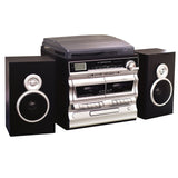 3-Speed Vinyl Record Player Stereo System with CD, Double Cassette, Bluetooth, FM Radio & USB/SD Recording, Trexonic TRX-11BS