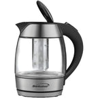 Brentwood KT-1960 1.8L Cordless Glass Electric Kettle with Tea Infuser - Silver, 1100W, Blue LED