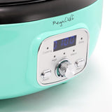 MegaChef Oval Electric Slow Cooker with Removable Ceramic Crock, 3.7 Qt, Digital Panel, Turquoise