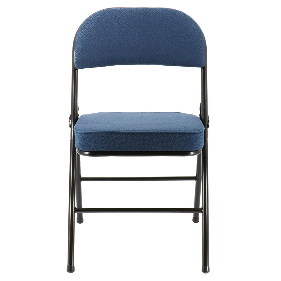 Elama 4-Piece Metal Folding Dinner Chairs, Padded Seats & Top Handle, Indoor/Outdoor, Blue (Set of 4)