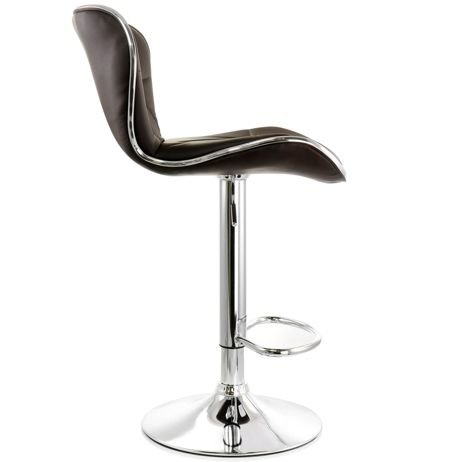 Elama ELM-712 Diamond Tufted Faux Leather Bar Stools, Brown, Set of 2