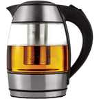 Brentwood KT-1960 1.8L Cordless Glass Electric Kettle with Tea Infuser - Silver, 1100W, Blue LED