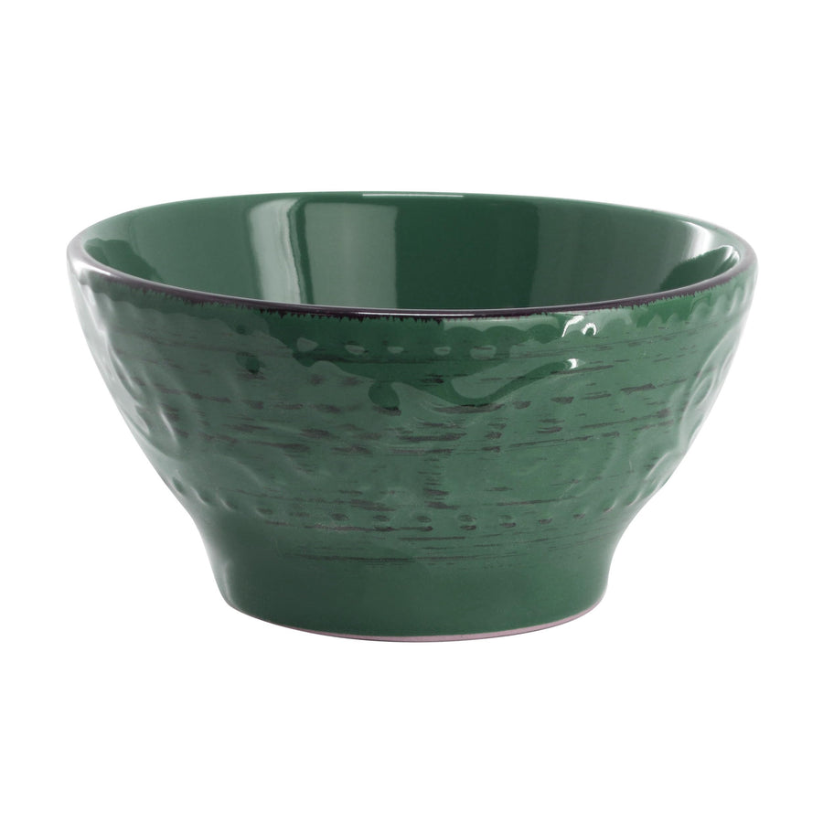 Elama Malibu Sea Glass 16-Piece Stoneware Dinnerware Set, Reactive Glaze Dark Green - Service for 4