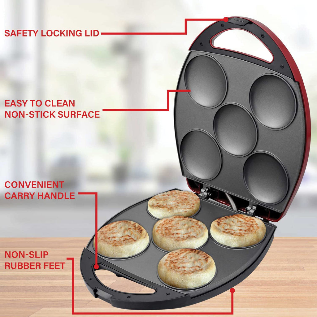 Brentwood 1200W 5-Piece Nonstick Arepa Maker with Adjustable Heat