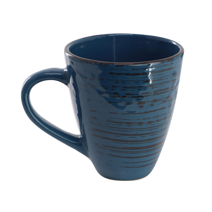 Elama Malibu Deep Ocean 16-Piece Stoneware Dinnerware Set, Reactive Glaze, Service for 4
