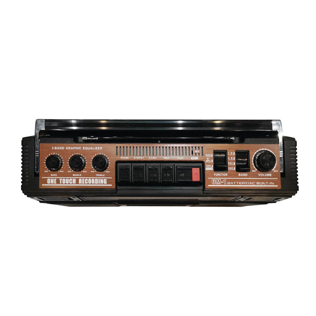 SuperSonic SC-3201BT 4-Band Radio & Cassette Player with Cassette-to-MP3 Converter and Bluetooth - Wood Finish