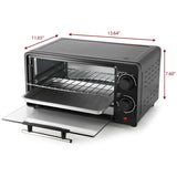 2-Slice Toaster Oven, 9.5 Qt, 800W with Bake, Broil, Toast and 30-Minute Timer, Matte Black, by MegaChef