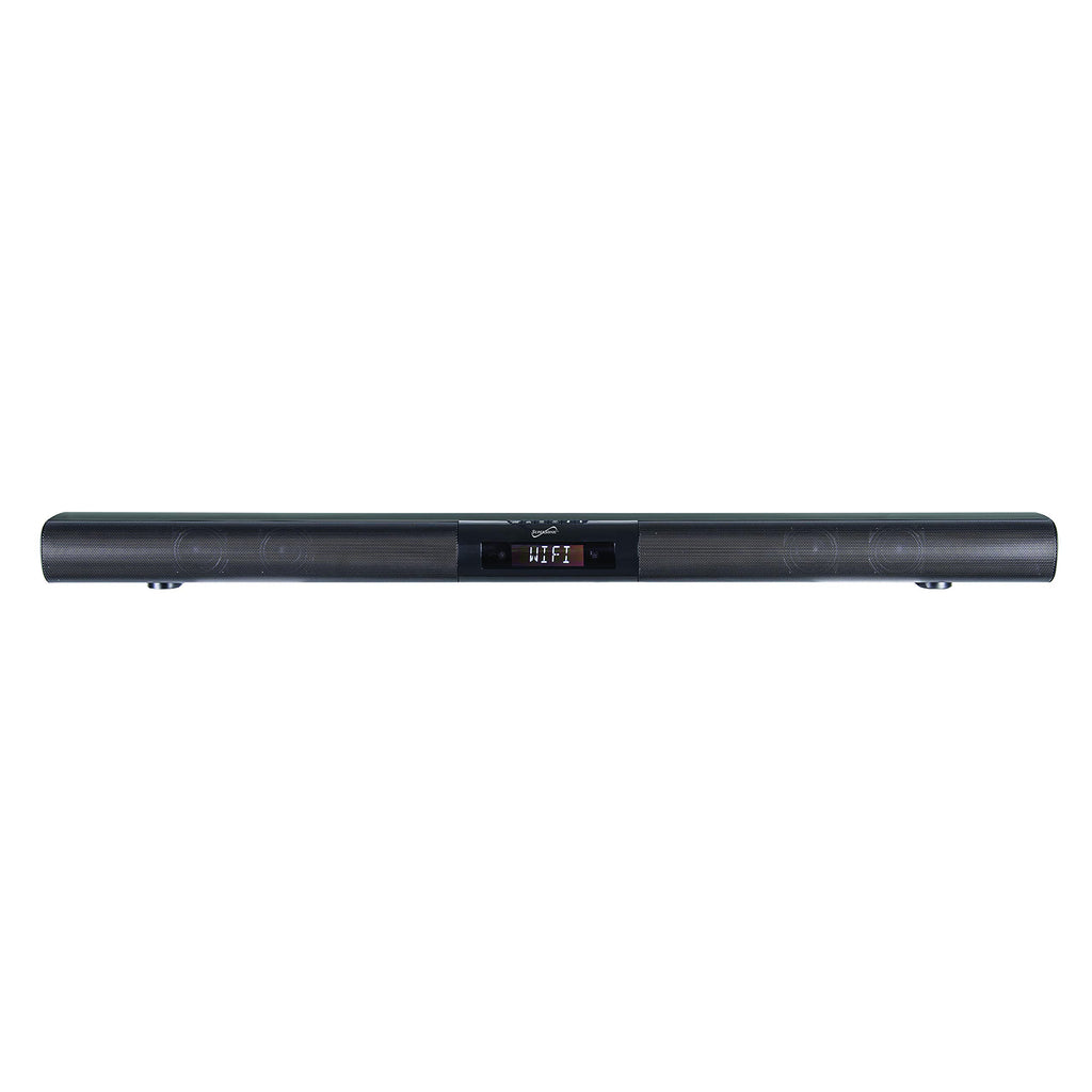 SuperSonic SC-1419SBA 37-inch black soundbar with metal grille and Alexa voice control