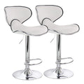 Elama 2-Piece Faux Leather Adjustable Bar Stool Set - White with Chrome Base, 360-Degree Swivel, Holds 250 lb