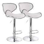 Elama 2-Piece Faux Leather Adjustable Bar Stool Set - White with Chrome Base, 360-Degree Swivel, Holds 250 lb