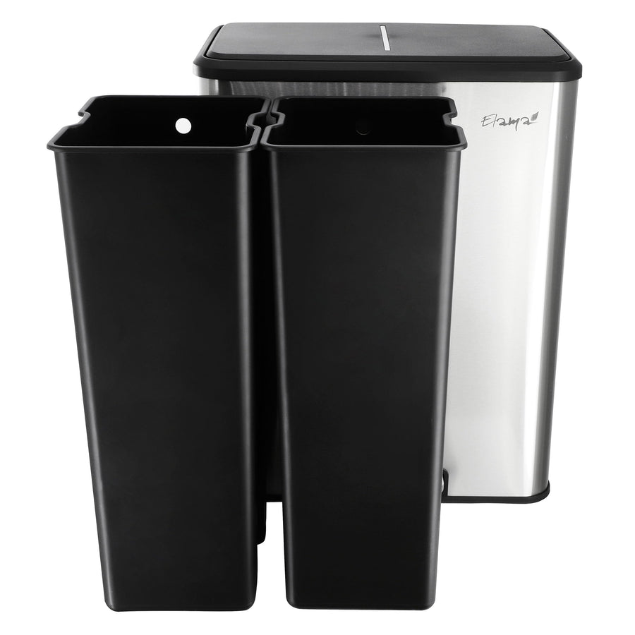 Elama EL-H31R-60L 2-Section Stainless Steel Step Trash & Recycling Bin, 16 Gal (2 x 8 Gal)