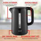 Brentwood KT-1622BK 2.2 L Cordless Electric Kettle with Auto Shut-Off, Black