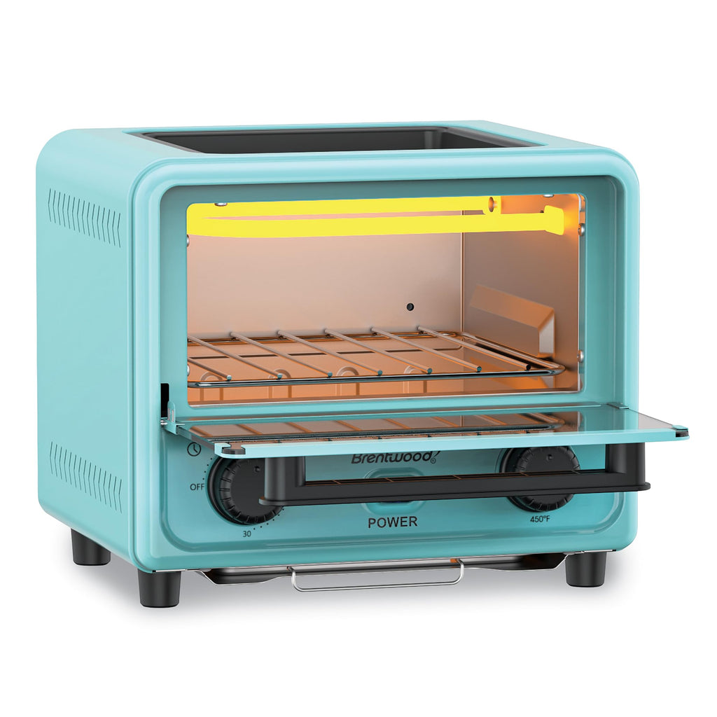 Brentwood TS-3430BL 3 Liter 500W Stainless Steel Mini Toaster Oven with Timer - Blue