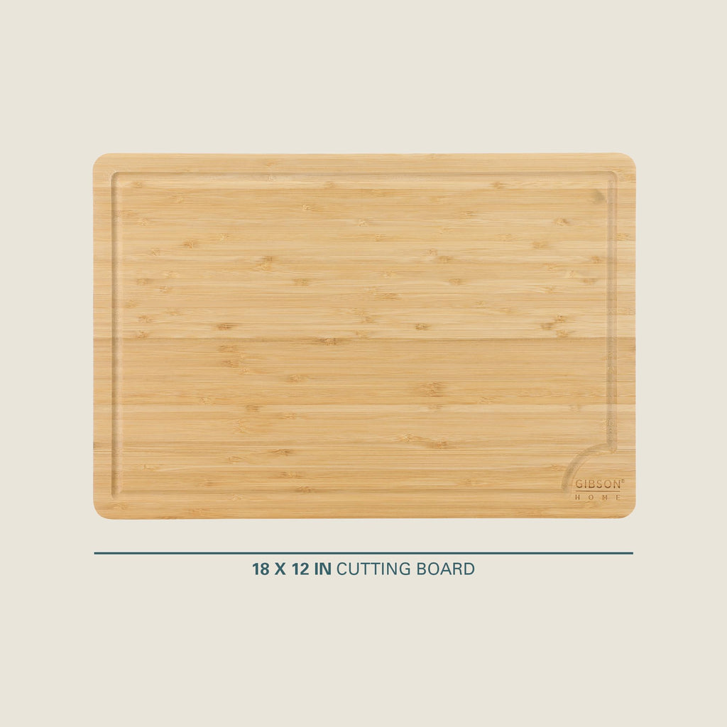 Gibson Home Forestview 18" x 12" Bamboo Cutting Board with Juice Grooves