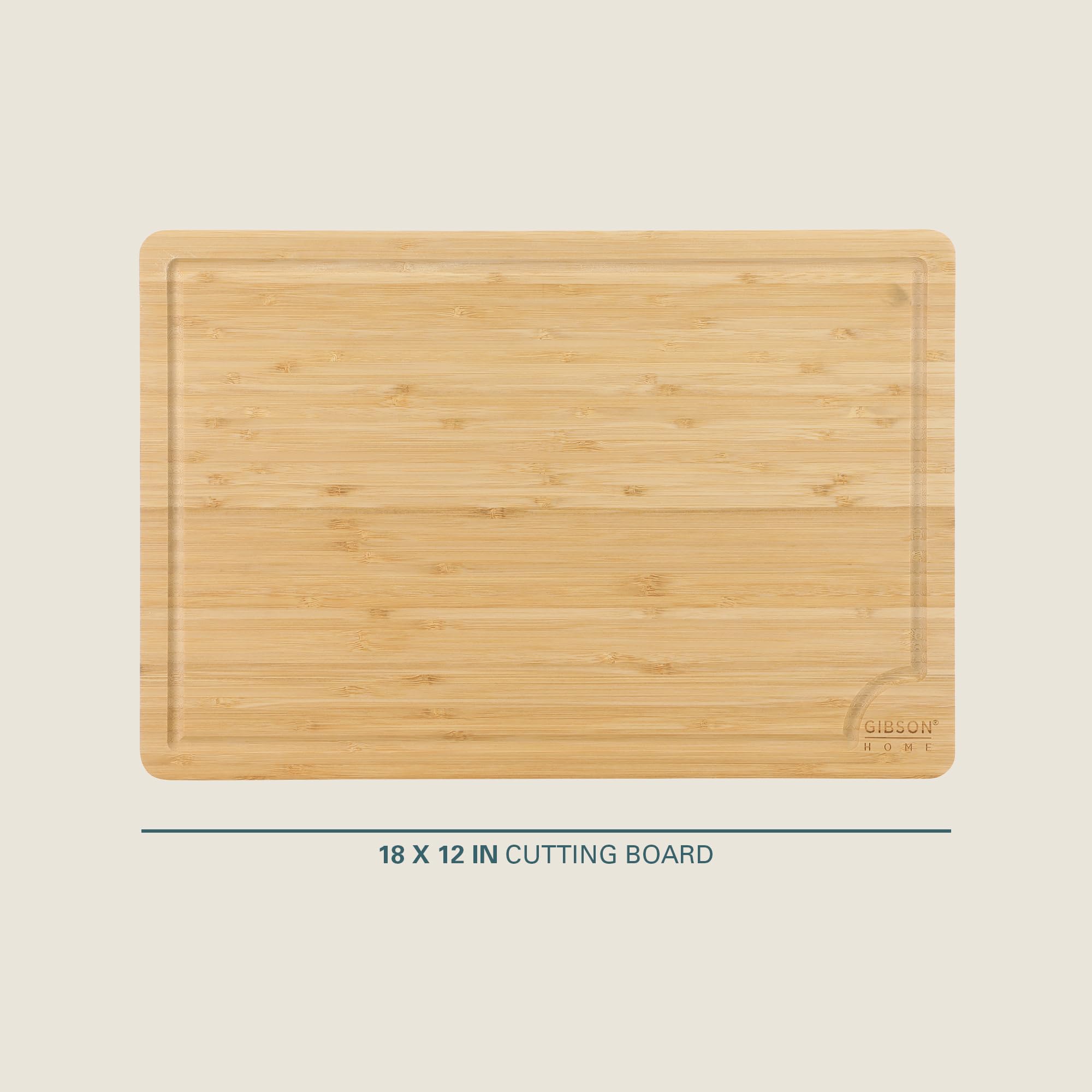 Gibson Home Forestview 18" x 12" Bamboo Cutting Board with Juice Grooves