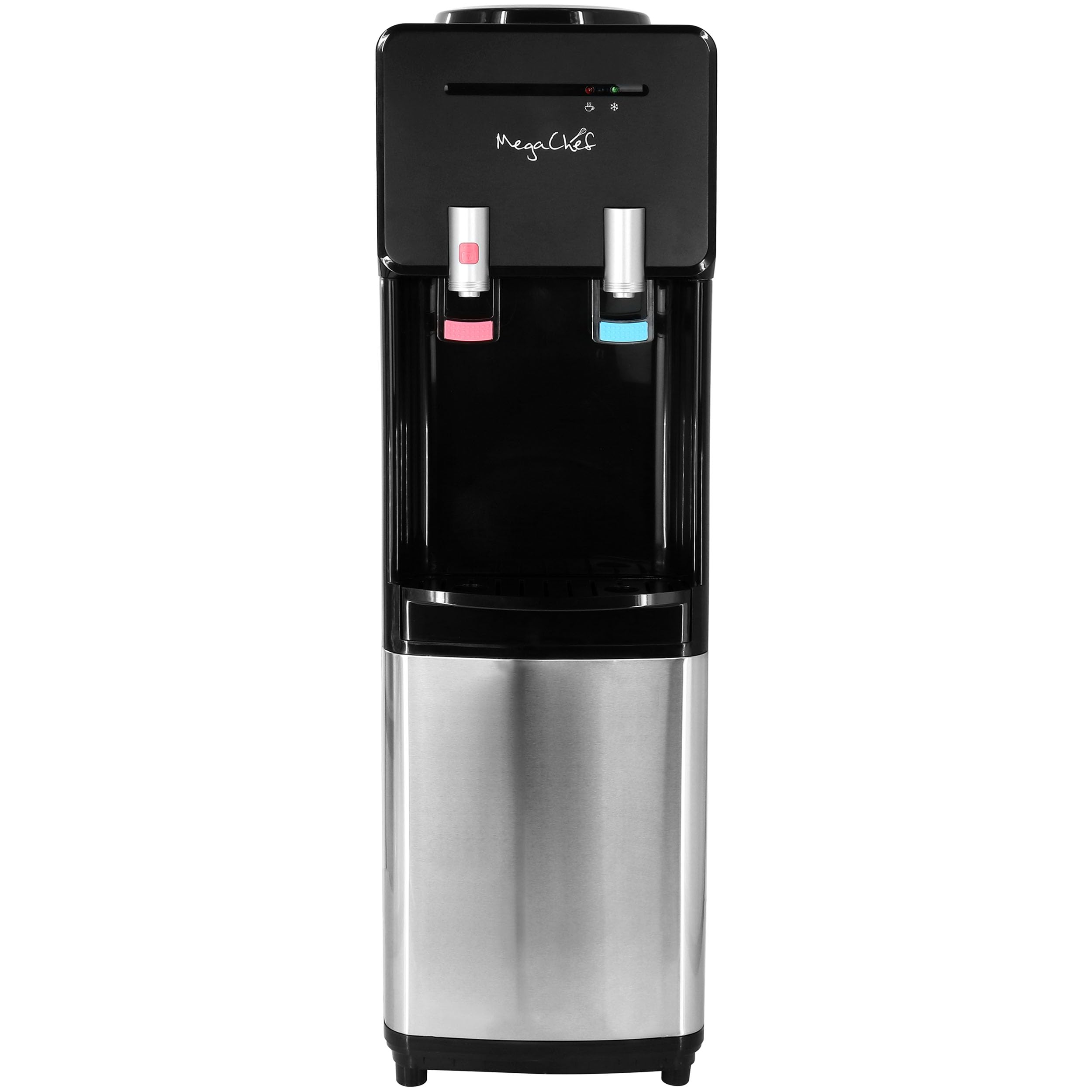 MegaChef Hot & Cold Water Dispenser – Stainless Steel 5-Gallon Top-Loading Cooler with Child Safety Lock