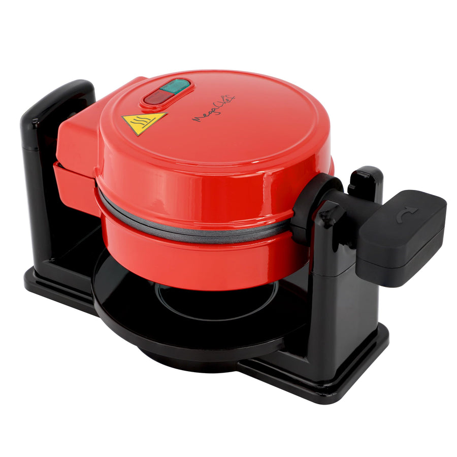 MegaChef MC-B046 5-Inch Nonstick Flip Belgian Waffle Maker, Red