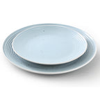 Elama Emilia 16-Piece Double Bowl Stoneware Dinnerware Set – Light Blue, Service for 4 with Plates, Soup & Cereal Bowls