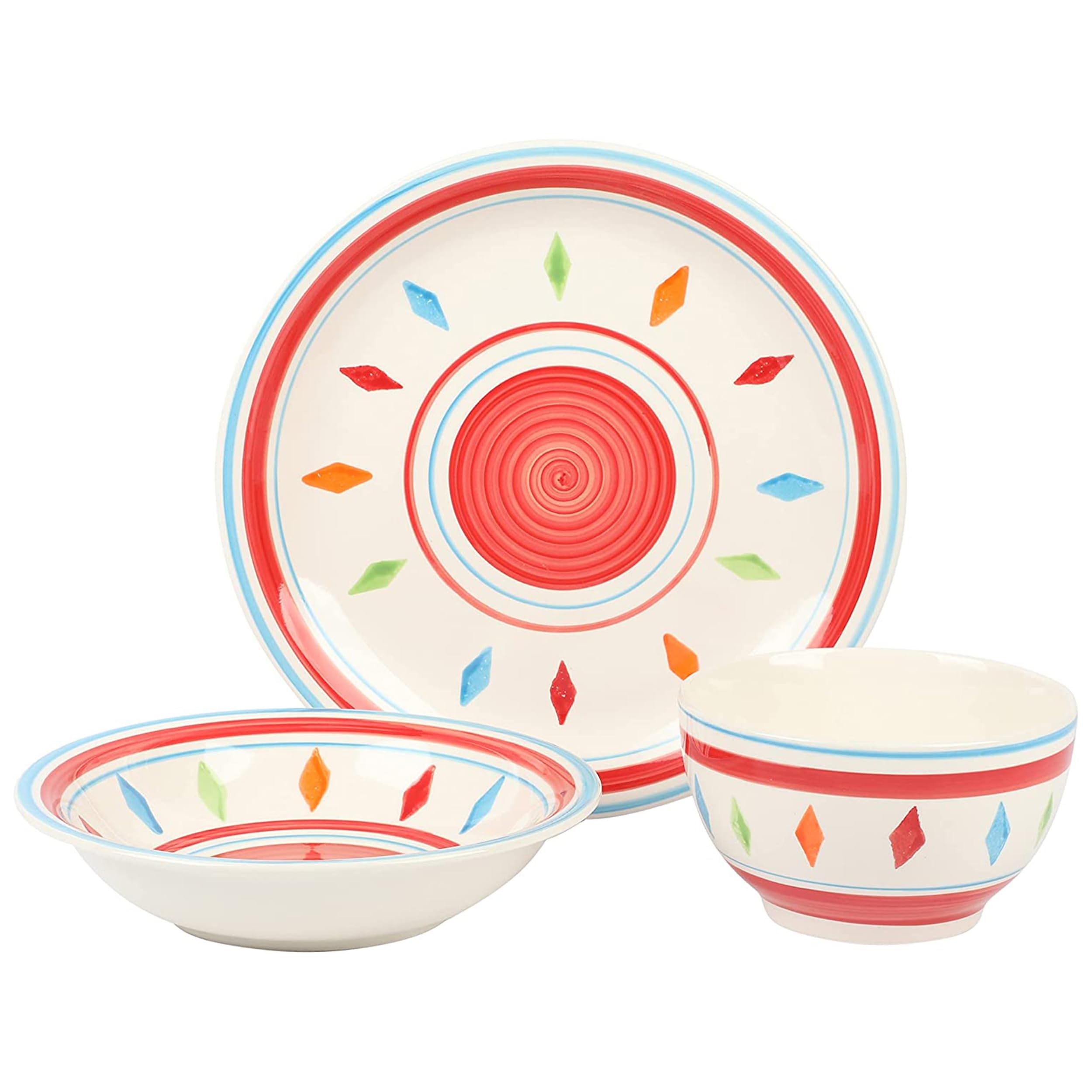 Gibson Home Heidy 12-Piece Durastone Dinnerware Set, Red, Service for 4