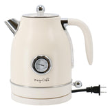 MegaChef 1.7 Quart Electric Tea Kettle and 2 Slice Toaster Combo in Matte Cream