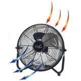 Vie Air 20 Inch Industrial Metal Floor Fan, 3-Speed High-Velocity with Tilting Head, All-Metal, Black