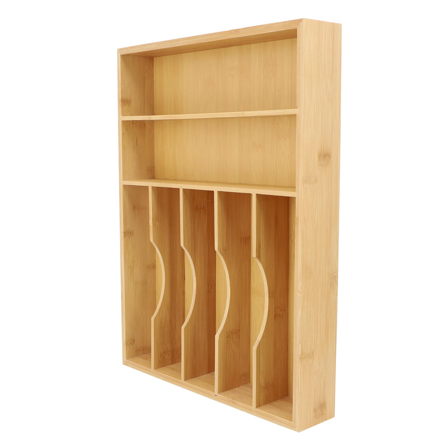 Elama MC-B111 Bamboo 7-Section Drawer Organizer Tray, 17 x 12.6 x 2.5 in, Natural, Fixed Compartments for Flatware and Utensils