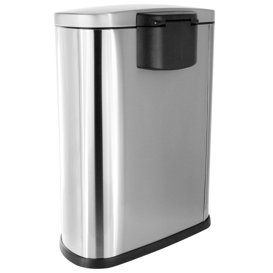 Side view of the half-circle step trash can with rear handle