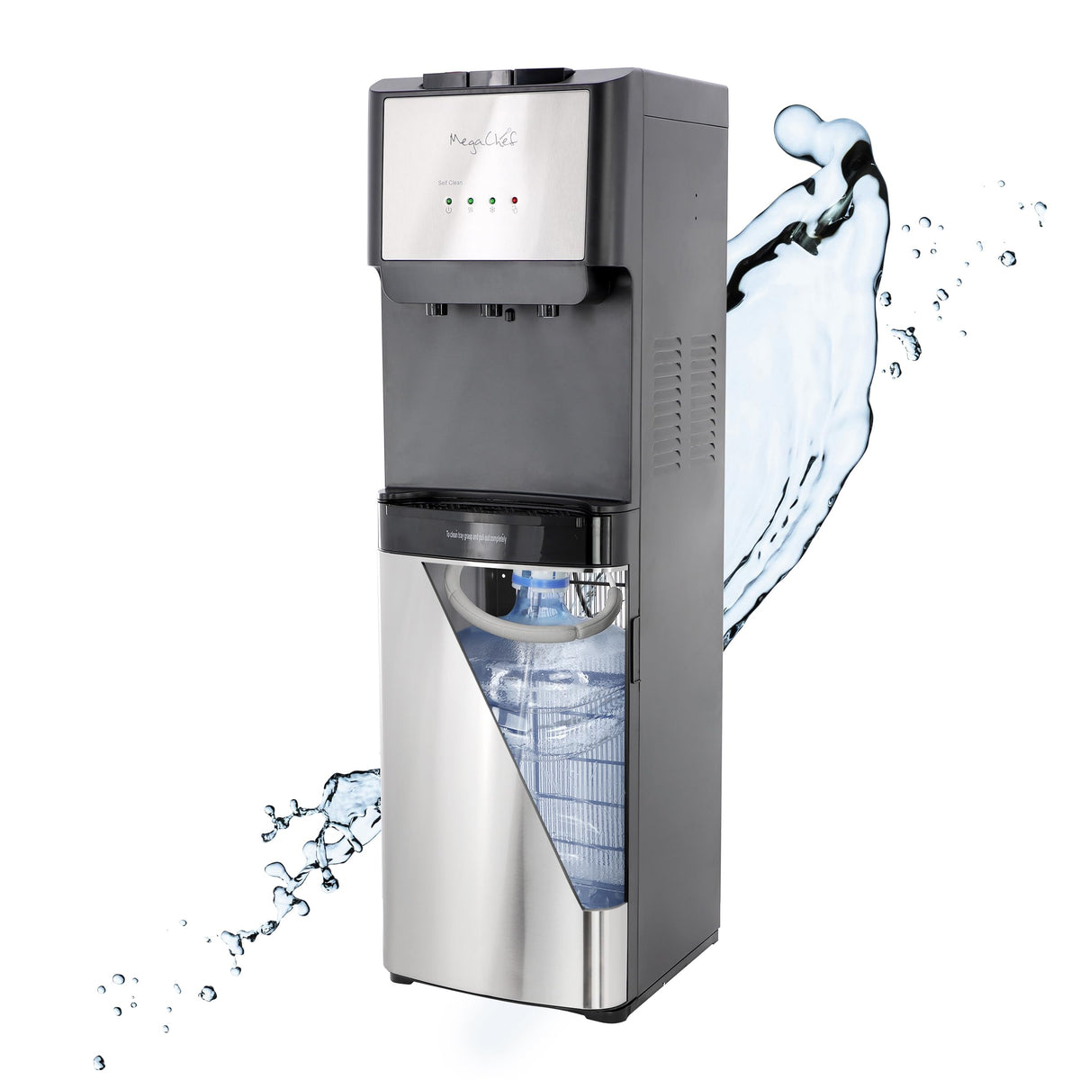 MegaChef MWD-1000 5-Gallon Bottom-Load Water Dispenser with UV Self-Cleaning, Hot/Room/Cold