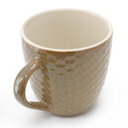 Elama Honeycomb 6-Piece 15 oz Stoneware Mug Set - Assorted White, Purple & Taupe with Embossed Honeycomb Texture