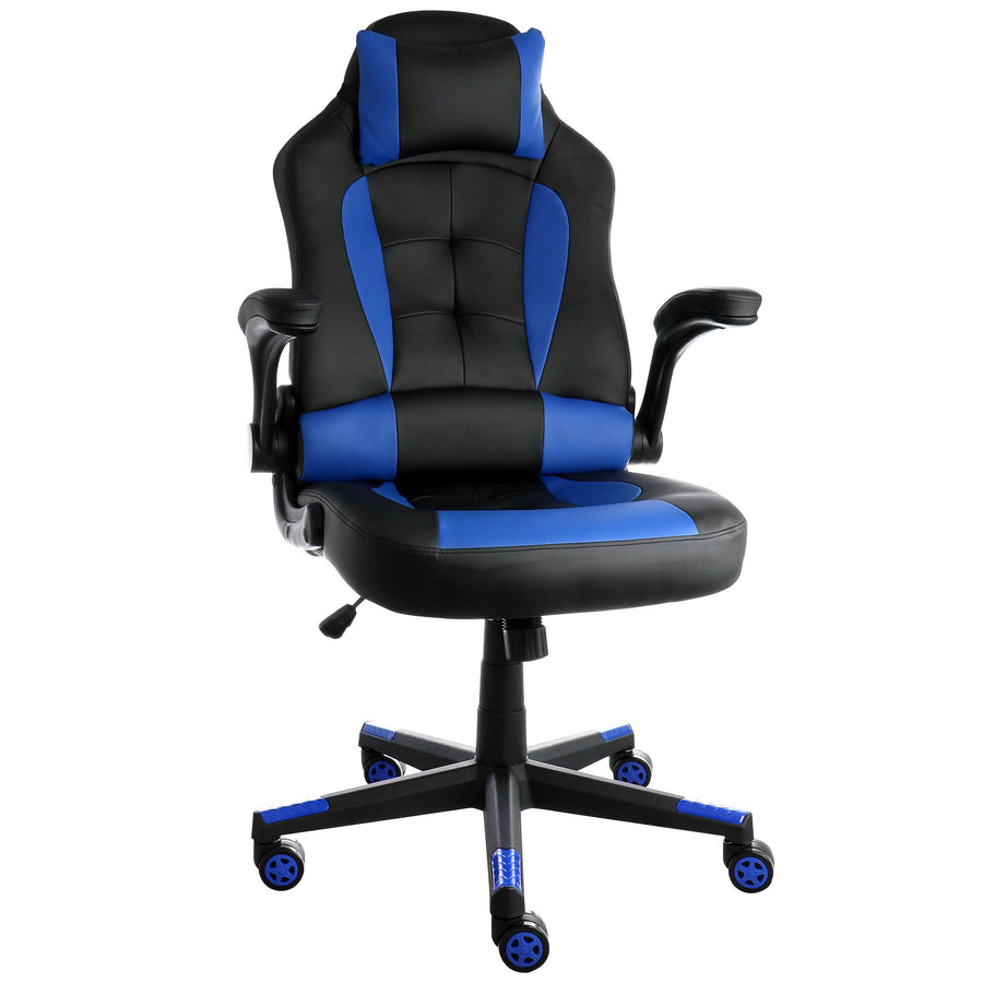Elama Adjustable Swivel Office and Gaming Chair, Blue, Padded Faux Leather, 250 lb