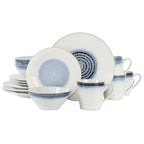 Gibson Elite Spiral Reactive 16-Pc Dinnerware Set – Blue Embossed Stoneware Service for 4, Microwave & Dishwasher Safe