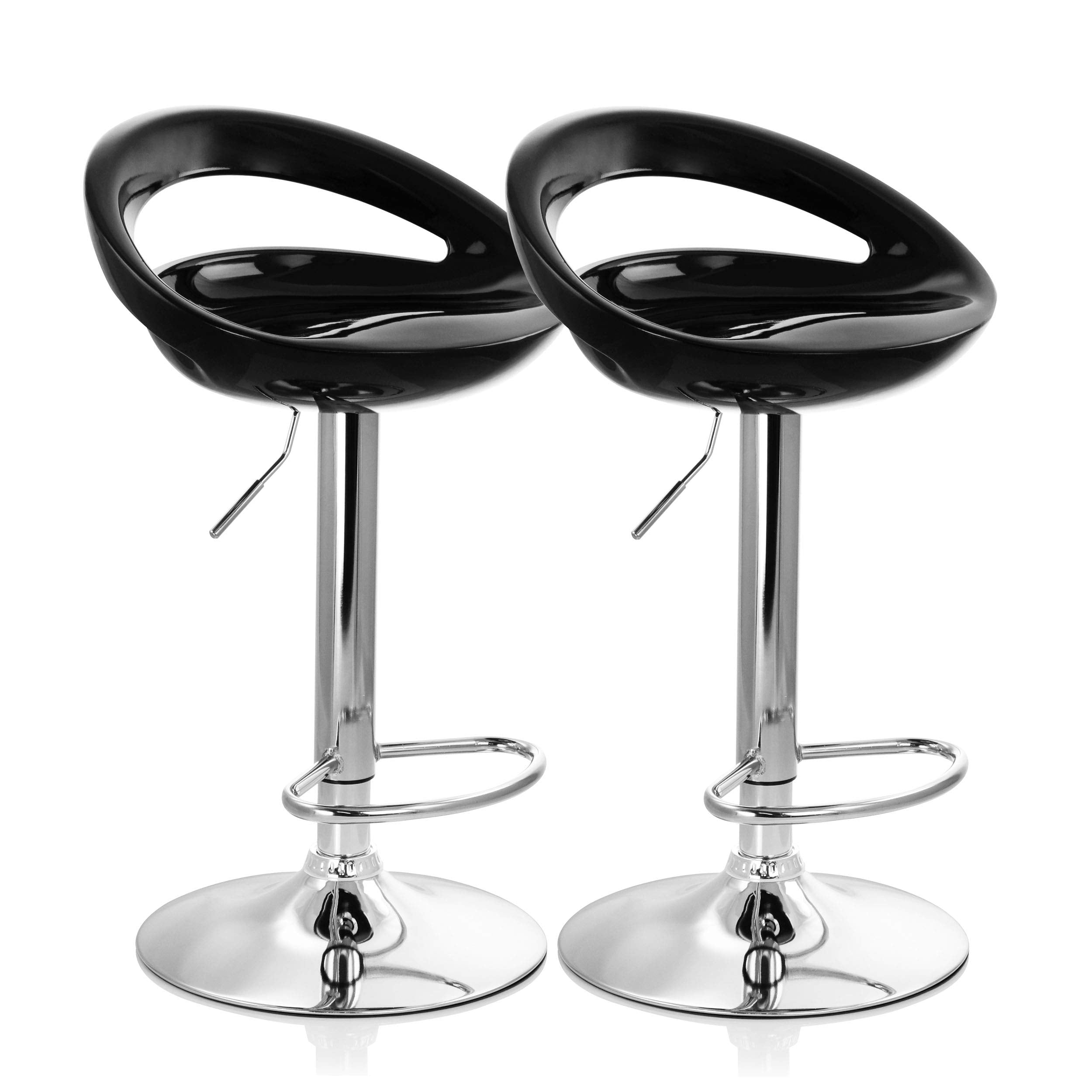 Elama Modern Retro Adjustable Bar Stool Set of 2 – Black with Chrome Swivel Base (ELM-2101)