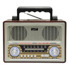 SuperSonic SC-1198BT Retro Multi-Function Bluetooth Speaker with AM/FM/SW Radio - Rechargeable, USB, SD, Micro SD