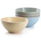 Elama Emilia 16-Piece Double-Bowl Stoneware Dinnerware Set – Speckled Multi-Color, Service for 4 with Pasta Bowls & Cereal Bowls