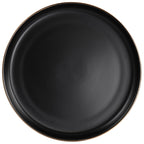 Elama Paul 6 Piece Stoneware Dinner Plate Set in Matt Black with Gold Rim