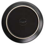 Elama Paul 6-Piece Stoneware Salad Plate Set – 8" Matte Black with Elegant Gold Rim, Microwave & Dishwasher Safe