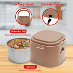 Brentwood ELB-600PK 0.6L Portable Leakproof Electric Lunch Box - Pink, 50W Food Warmer with Stainless Steel Container