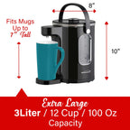 Brentwood KT-2230DBK 3L 1100W Digital Glass Instant Hot Water Dispenser with Tea Infuser - Black