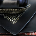 Elama Naina 16-Piece Double Bowl Stoneware Dinnerware Set – Modern Square Plates & Bowls, High-Gloss / Matte Finish (Service for 4)