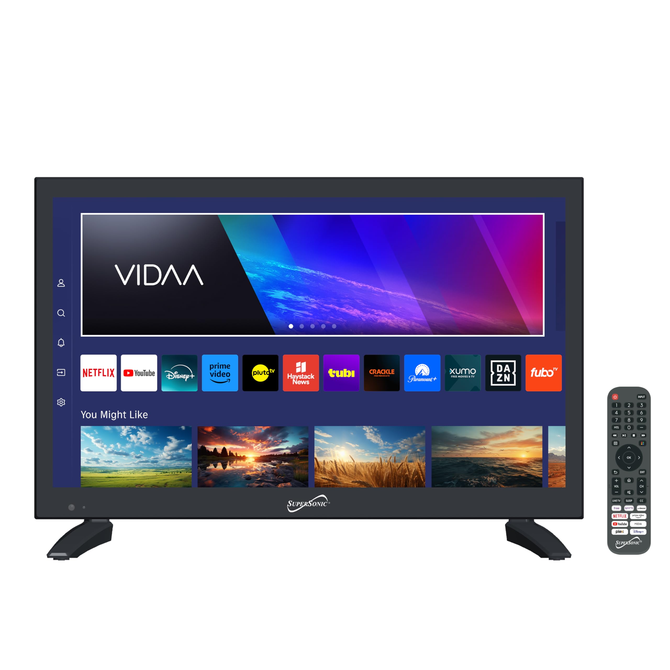 SuperSonic 19-Inch Class Vidaa Smart LED TV - 720p HD, Built-In Wi-Fi, 3 HDMI, AC/DC 12V for RV & Marine