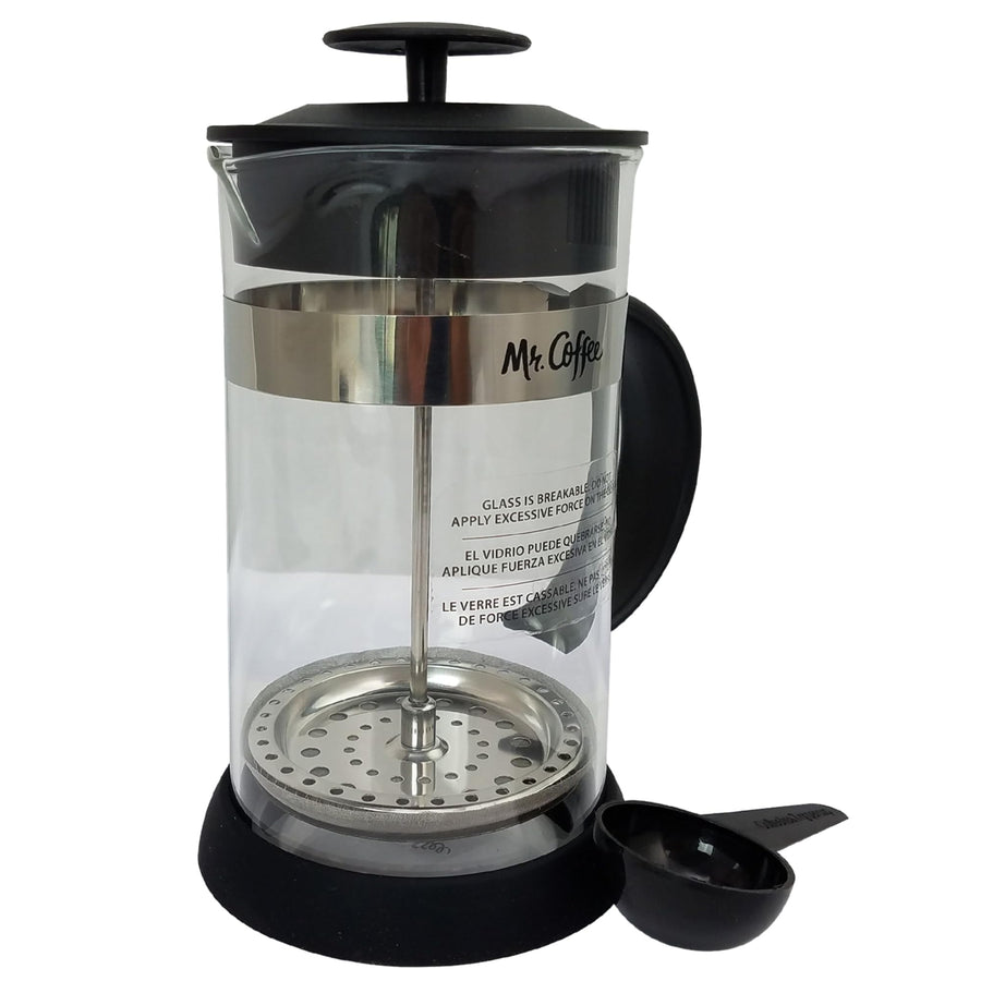 Mr. Coffee Cafe Oasis 1.1 Quart Glass French Coffee Press, Black