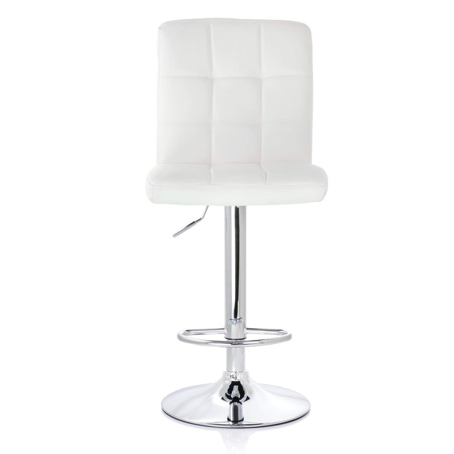 Elama ELM02-708WHT Square Tufted Faux Leather Swivel Bar Stools, White, Set of 2