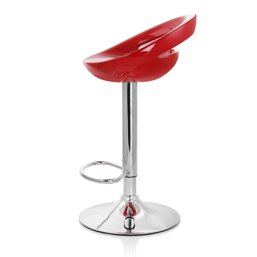 Elama Retro Adjustable Bar Stools, Red ABS Plastic, Chrome Base, Set of 2