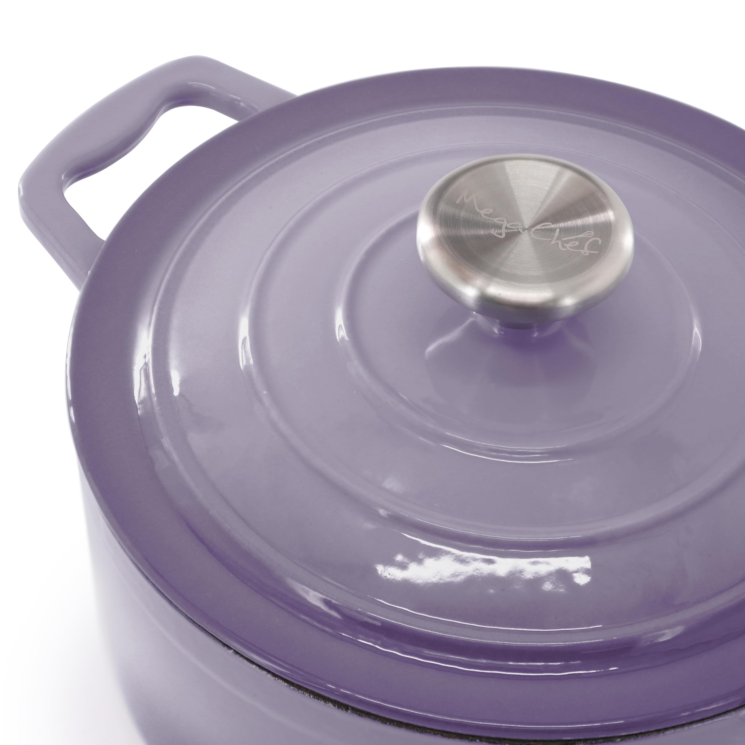 MegaChef 7 Piece Enameled Cast Iron Cookware Set in Purple