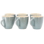 Elama Honeycomb 6-Piece 15 oz Stoneware Mug Set - Assorted White, Purple & Taupe with Embossed Honeycomb Texture
