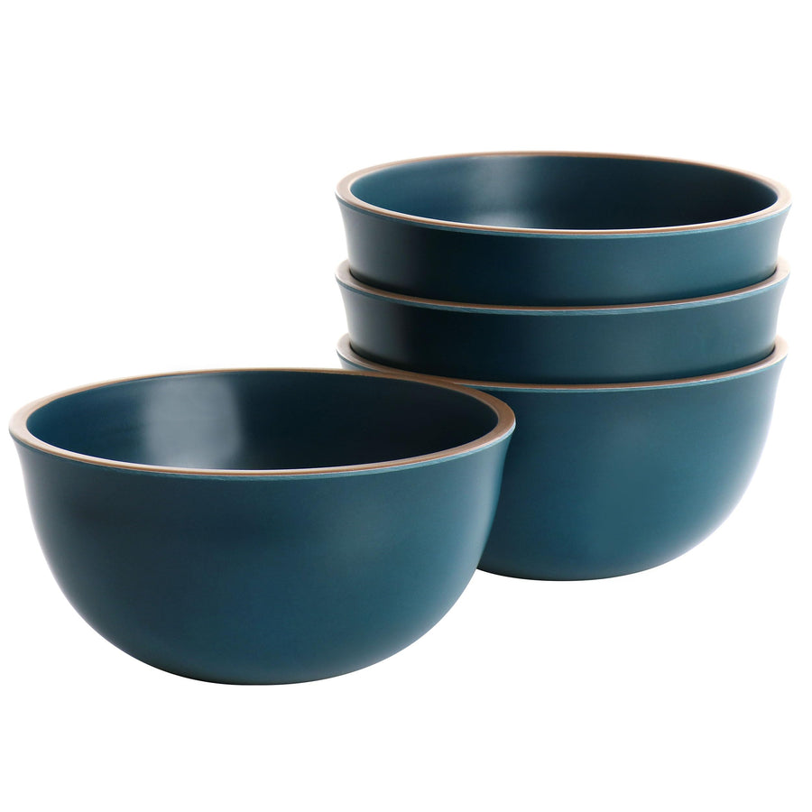 Gibson Home Rockabye 4-Piece Melamine Coupe Cereal Bowl Set, Matte Teal