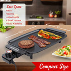 Brentwood TS-810 12 x 10 Inch Ceramic Non-Stick Electric Griddle - Black, 1200W PFAS-Free with Adjustable Temperature