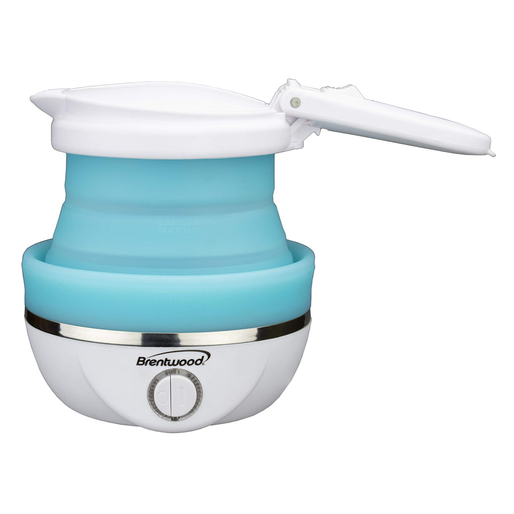Brentwood KT-1508BL Dual Voltage 120/220V Collapsible Travel Kettle, 0.8 Liter, Blue