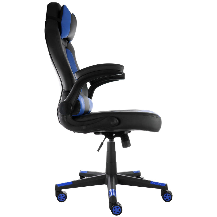 Elama Adjustable Swivel Office and Gaming Chair, Blue, Padded Faux Leather, 250 lb